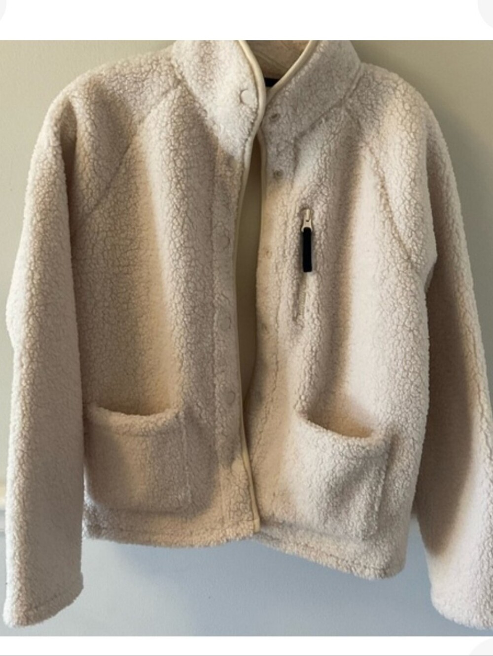 St. John's Bay Sherpa Fleece Snap Jacket Cream Off-White Women's 3x Pocket
